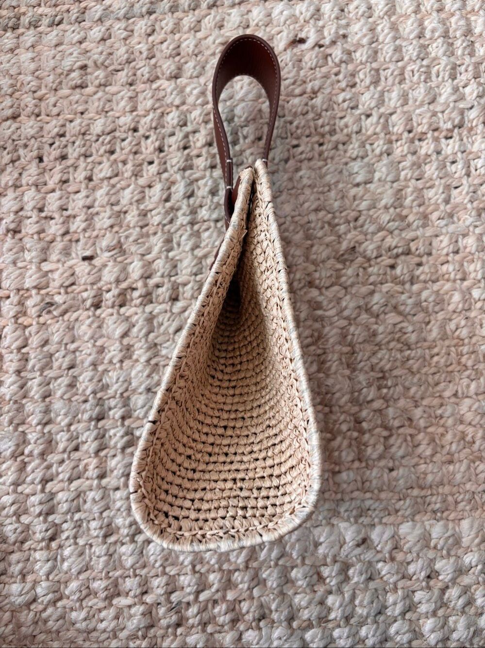 NWT J CREW  Raffia & Leather Bucket | Coastal Quiet Luxury Woven Top-handle bag - Picture 7 of 10